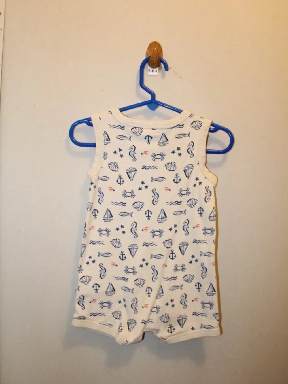 12m Baby Sea Print Snap-Up Cotton Romper